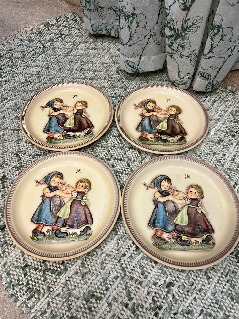 Vintage Hummel Spring Dance Ceramic Wall Plates with Children Motif - Set of 4!